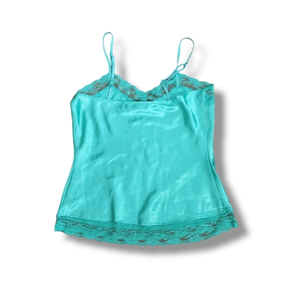 SOLD Y2K One Step Up Lace and Sequin Green Camisole Tank Top - Picture 4 of 5